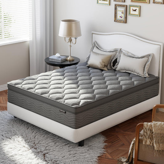 Madevos Full Size Mattress, 12 Inch Hybrid Mattress in a Box, Memory Foam and Individual Pocket Springs, Soft and Breathable, Medium Firm Feel
