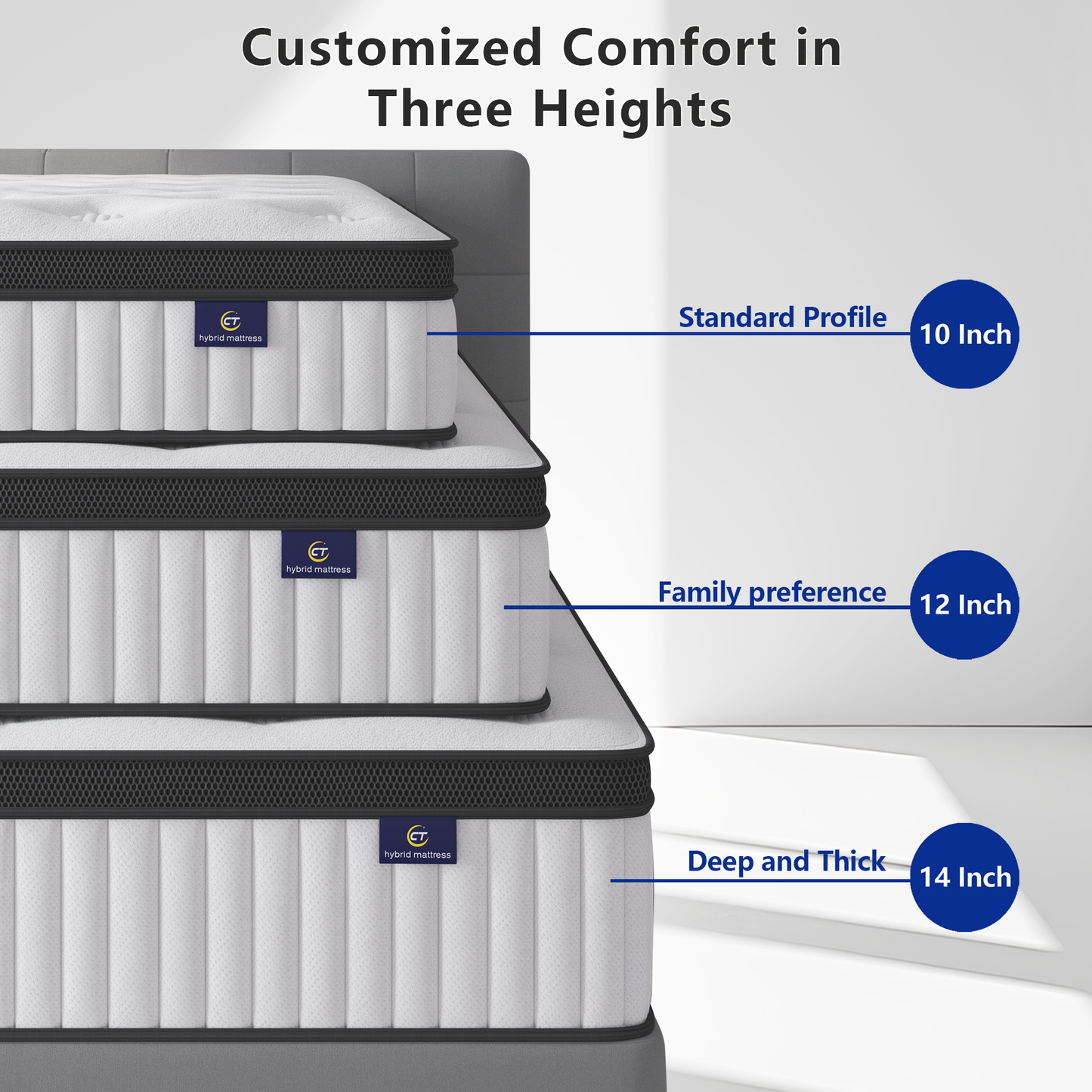 Madevos Queen Mattress, Hybrid Mattress in a Box, Memory Foam and Pocket Springs, Fiberglass Free, Soft and Breathable, Medium Firm Feel