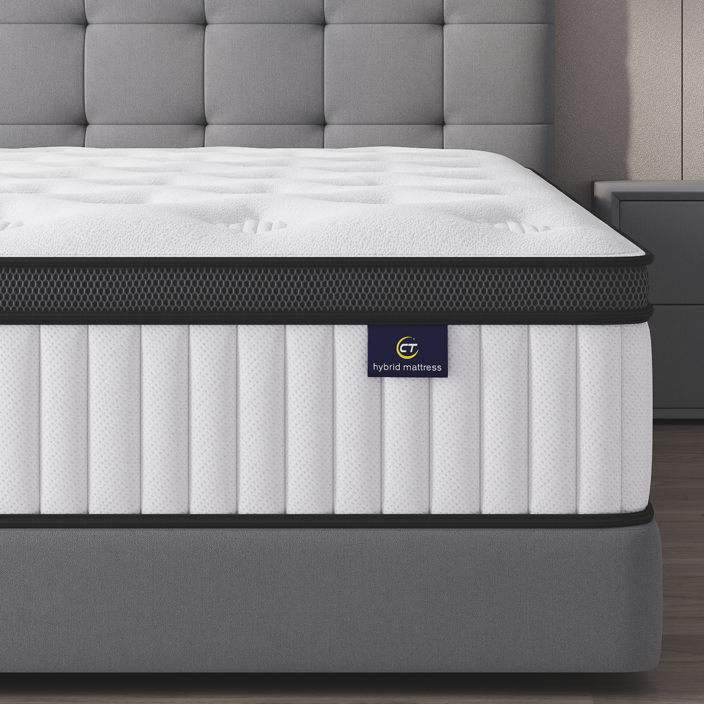 Madevos Queen Mattress, Hybrid Mattress in a Box, Memory Foam and Pocket Springs, Fiberglass Free, Soft and Breathable, Medium Firm Feel