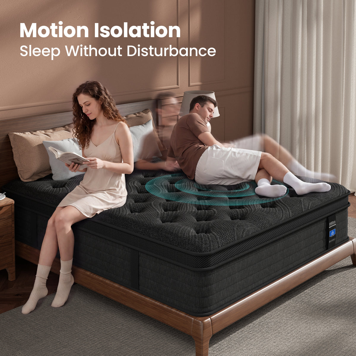 MCIHPY 12 Inch Full Size Mattress, Medium Firm Hybrid Mattress in a Box, Individual Pocket Springs for Motion Isolation & Pressure Relief