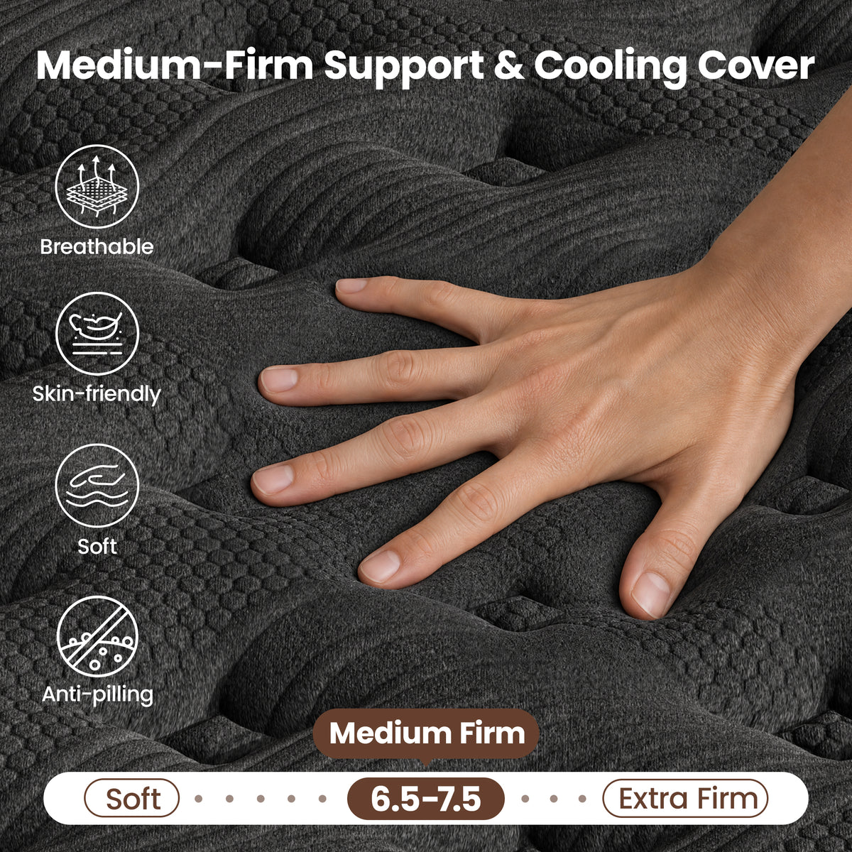 MCIHPY 12 Inch Full Size Mattress, Medium Firm Hybrid Mattress in a Box, Individual Pocket Springs for Motion Isolation & Pressure Relief
