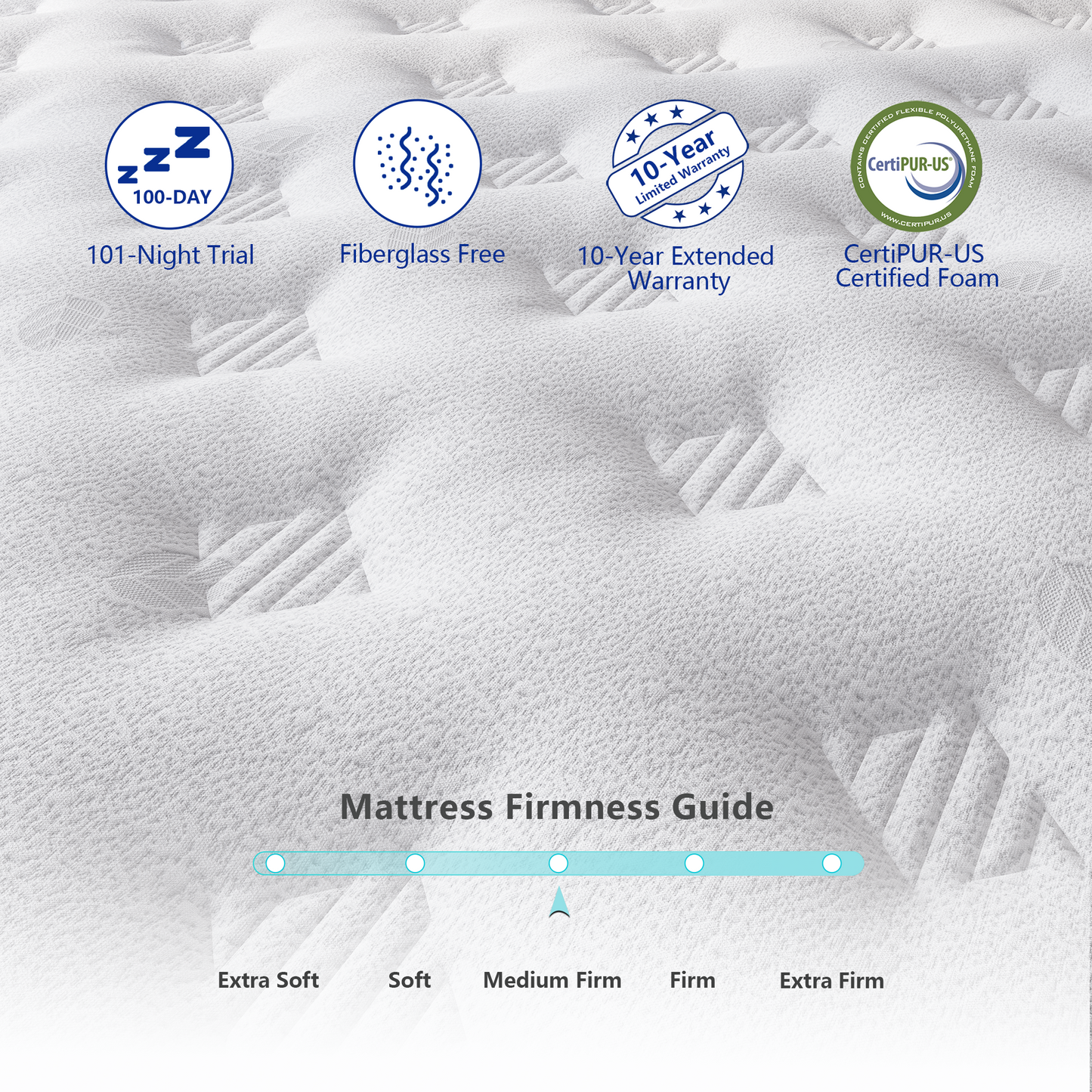 Madevos Queen Mattress, Hybrid Mattress in a Box, Memory Foam and Pocket Springs, Fiberglass Free, Soft and Breathable, Medium Firm Feel