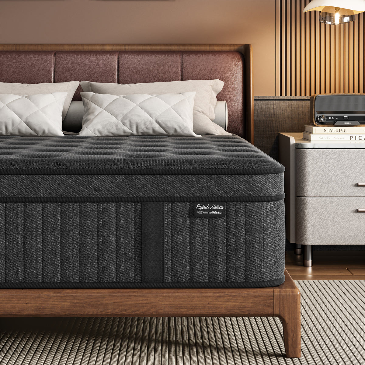 Sweetland 14 inch Queen Hybrid Mattress in a Box, Memory Foam with Individually Pocketed Springs, Medium Firm Motion Isolation