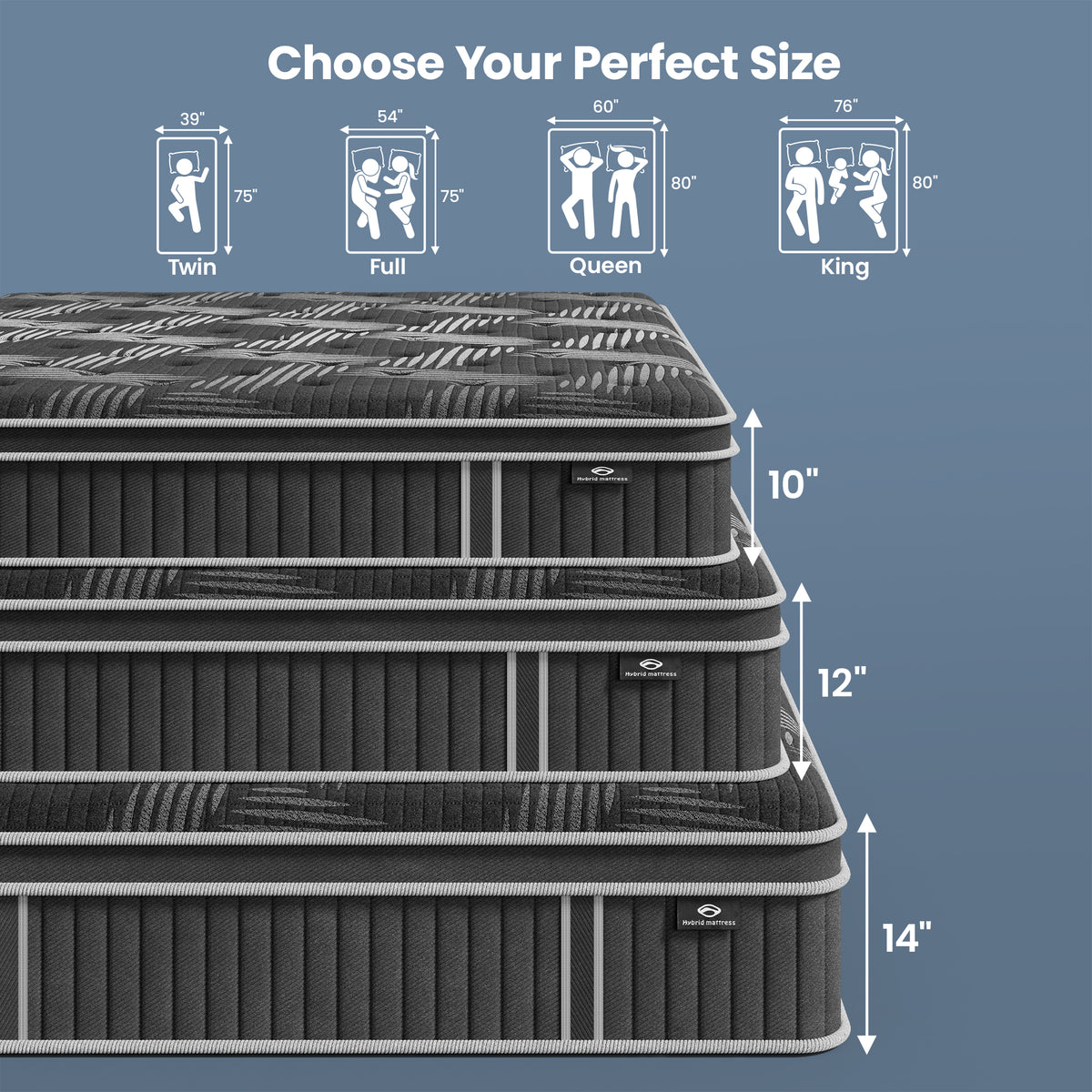 MCIHPY Twin Mattress, 10 Inch Twin Hybrid Mattress in a Box with Gel Memory Foam & Pocket Springs, Medium Firm, CertiPUR-US